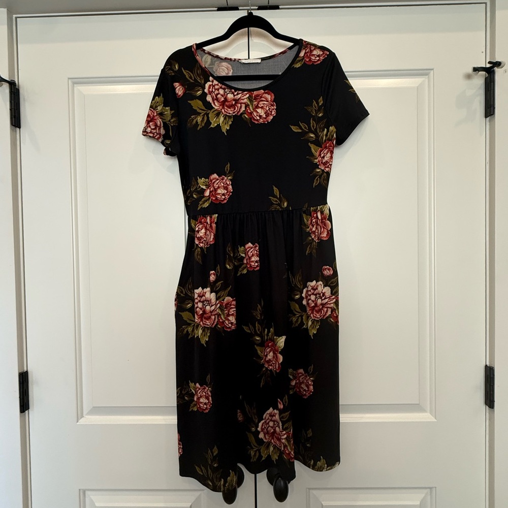 Floral Black Dress